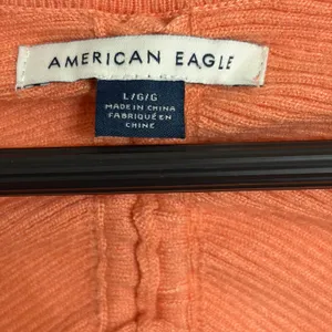 American Eagle Womens Ribbed‎ Long Sleeve Cutout Crop Top Coral Orange Large thumbnail 3
