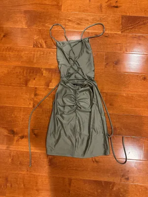 Windsor Light Teal Lace Up Back Dress thumbnail 2