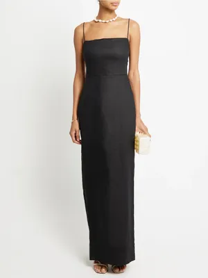 NWT o.p.t Adeline Linen Dress size 10 black linen few moda maxi thumbnail 3