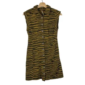 Free People Us and Them Olive Green Animal Print Mini Dress XS‎ thumbnail 3