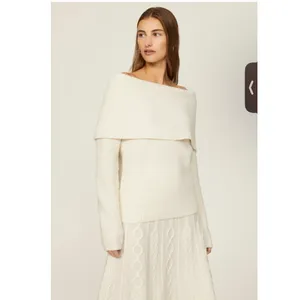 POLO RALPH LAUREN Off-White Wool Cashmere Blend Off Shoulder Sweater size Small thumbnail 4