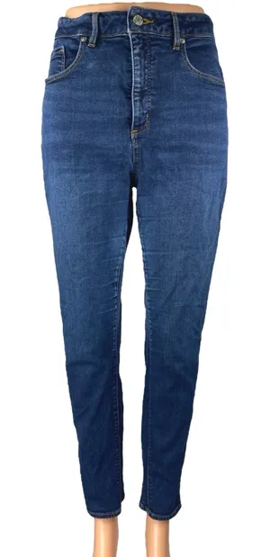 Ann Taylor LOFT The Curvy Women's Blue High Rise Cropped Skinny Denim Jeans 31 thumbnail 1