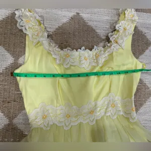 Nanette Lepore Vintage 1960s Nadine Lace Gown Union Made ILGWU Maxi Party Dress daisy flowers thumbnail 14