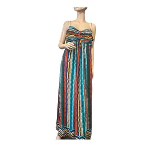 Sandra Darren SZ16 colorful stripes maxi dress blue‎ yellow red summer cruise thumbnail 4