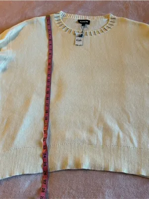 Express white long sleeve crew neck sweater rhinestone embellishments size L thumbnail 14