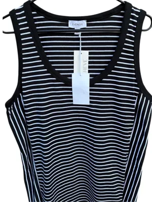 NWT EVEREVE CHARLIE Scoop Neck Pima Cotton Dress Stripe Large Retail $98.00 thumbnail 2