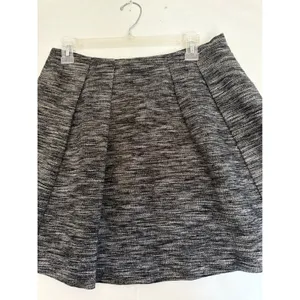 Madewell Pleated Mini Skirt Black White Space Dye Tweed Pockets Chic Size 8 thumbnail 10