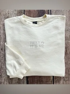 Adele Hello It's Me Crewneck Sweatshirt Official Concert Merch Bone White Medium thumbnail 6