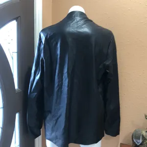 Zara faux leather black open jacket thumbnail 5
