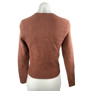 Abercrombie & Fitch Brown Long Sleeve Ribbed Knit Square Neck Sweater Top Size L thumbnail 2