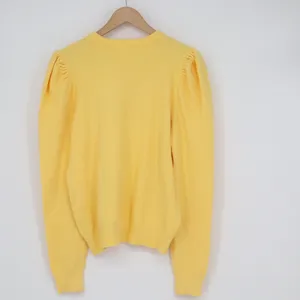 &merci Yellow Puff Shoulder Long Sleeve Crew Neck Knit Sweater Large KLJ0574 thumbnail 6