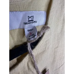 Thread + Supply Dress Womens Small Yellow Linen Sleeveless Shift Fringe Pockets thumbnail 3