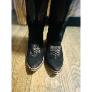 Coconuts by Matisse Black Silver Western Style Cowgirl Silver Wings Block Heel Boots size 8 thumbnail 2