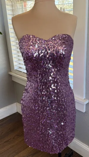 NWT Blush Prom Sequin‎ Strapless Mini Dress Size 6 Sweetheart Neckline thumbnail 1
