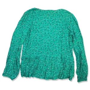 ⭐️PLEIONE Womens Green Floral Flowy Ruffle Oversized Blouse thumbnail 5