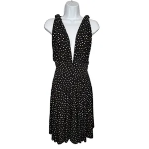 White House Black Market Convertible‎ Dress Women 0 Black Polka Dot Genius Retro thumbnail 6