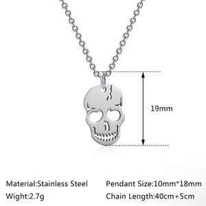 NEW Skull Skeleton Pendant Faux Gold Unisex Stainless Steal Titanium Necklace thumbnail 5