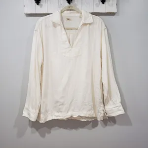 Faherty Sail Away Linen Denim Top Egret White Size S thumbnail 2