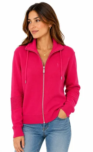 Polo Golf Ralph Lauren Women S Pink Cashmere Blend Full Zip Hooded Sweater thumbnail 1