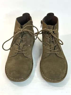 Clarks Tamitha Key Olive Suede Ankle Boots Side Zip Lace up size 7.5 NWOT thumbnail 3
