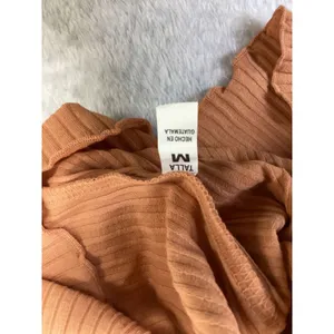 Billabong Womens Ribbed Notch Neck Tank Top Orange Lettuce Edge Hem Crop Med thumbnail 5