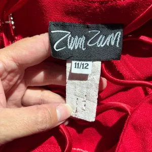 Vintage Solid Red Sleeveless Full Length Strappy Rhinestone Formal Dress thumbnail 4