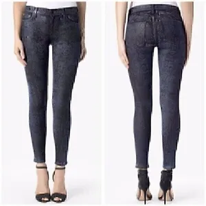 HUDSON JEANS Nicole Super Skinny Jeans Snakeskin Mid Rise Black Dark Wash Denim thumbnail 2
