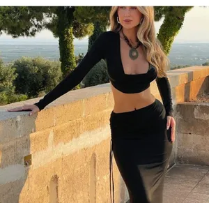 Outcast Clothing - Felicite Long Sleeve Tie Back Top in Black thumbnail 4