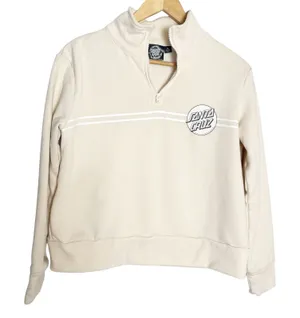 Santa Cruz Cream Fleece Graphic Logo 1/4 Zip Long Sleeve Pullover Sweatshirt S thumbnail 1