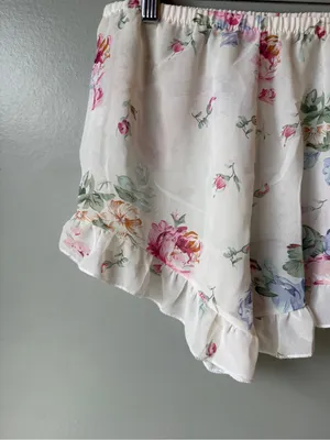 Floral Ruffle Lounge Shorts Romantic Cottagecore Pajama thumbnail 3