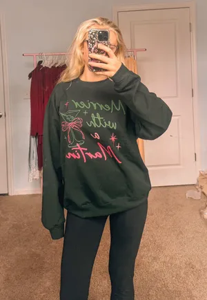 Champagne Sisters Collection MERRIER WITH A MARTINI CHRISTMAS SWEATER thumbnail 2