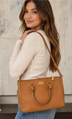 Michael Kors Kellen Acorn Medium Satchel Crossbody Saffiano Leather Bag ECU thumbnail 1