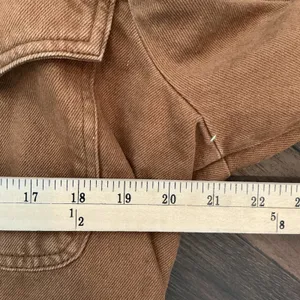 Free People Brown Utility Cropped Military Jacket Button Front Small Boho Field thumbnail 8