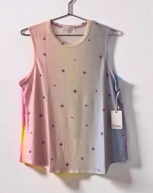 P.J. Salvage, Star Print Ombre Tank Top, Women's Size L, Pastel, Multicolor thumbnail 1