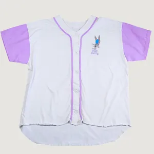 Vintage 90s Sun Sportswear Bugs Bunny Baseball Jersey Women Large White Purple thumbnail 1
