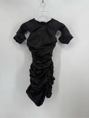 House of CB ALCEA Black Vegan Leather Cut Out Sleeve Dress Size xs thumbnail 4