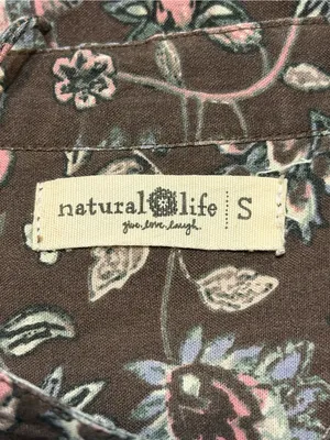 Natural Life Dara Bohemian Floral Tunic Dress in a brown & pink floral print S thumbnail 7