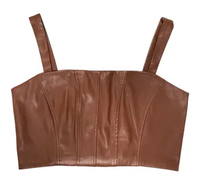 Jason Wu Faux‎ Leather Corset Top Copper Brown Sleeveless Bustier Sz S Coquette thumbnail 1