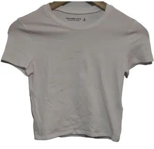 Womens Abercrombie & Fitch Soft AF White Cotton Crew Neck Cropped Tops Size XS thumbnail 1