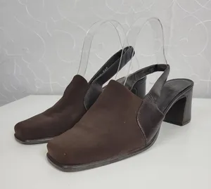 Bass Womens‎ Shoes Size 8.5 Brown Y2K Block Heel Sling Back Closed Square Toe thumbnail 1