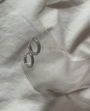 Silver diamond mini hoop earring thumbnail 2