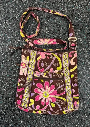 Vera Bradley Brown Floral Crossbody/Shoulder Bag Purse Medium Adjustable strap thumbnail 1