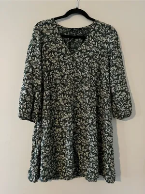 Madewell Floral Puff Sleeve Mini Dress XS Cottagecore Prairie Fall Romantic thumbnail 1