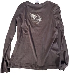 Y2K Harley Davidson Long Sleeve Size M Skull Rhinestone Women's‎ Top Made In USA thumbnail 2