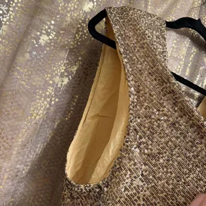 Free People Gold Sequin Lost In Your Light Tie Front Tank Top Small thumbnail 6