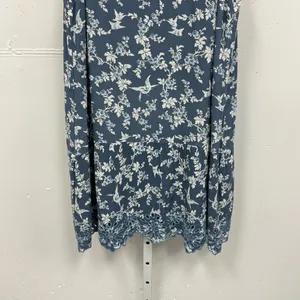 LOFT Bird Novelty Print Shift‎ Mini Dress Blue White XS thumbnail 5