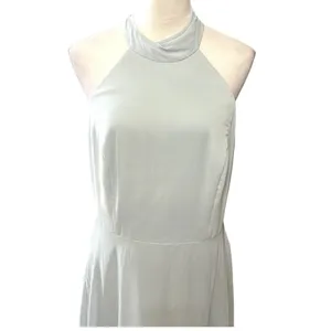 After Six Maxi Dress Halter Style Backless High Neck Chiffon Light Blue 14 NWOT thumbnail 3