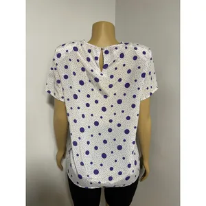 Penbrooke Lane Vintage Purple Polka Dot Short Sleeve Blouse White Size M 12/14 thumbnail 5