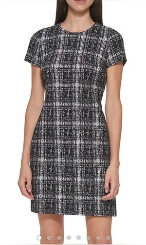 Calvin Klein Black & White Plaid Short Sleeve Mini Dress thumbnail 1