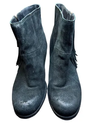 B.o.c Booties Womens Size 7 Black Suede Fringe Ankle Zip Block‎ Heel Casual thumbnail 1